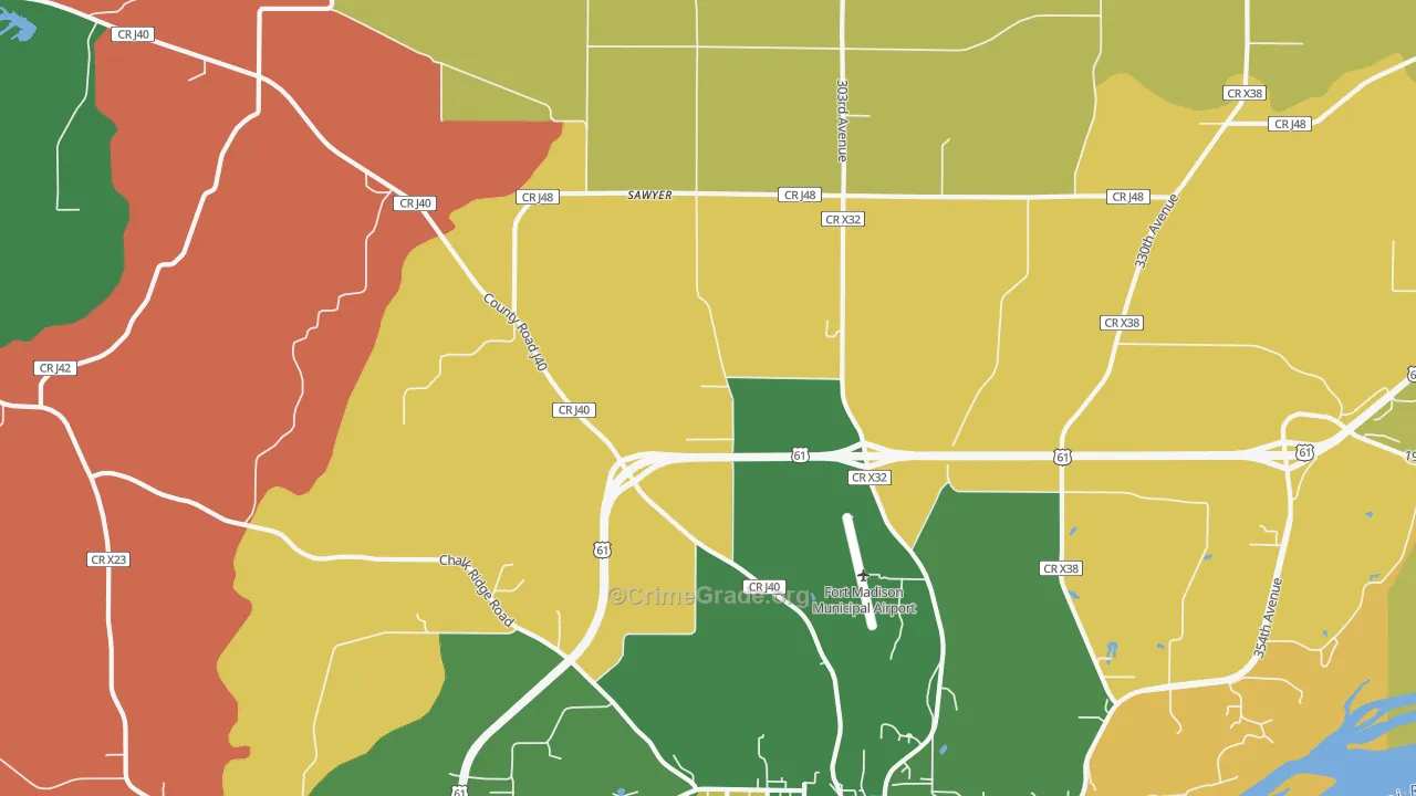 Sawyer, IA Map of Robbery Rates