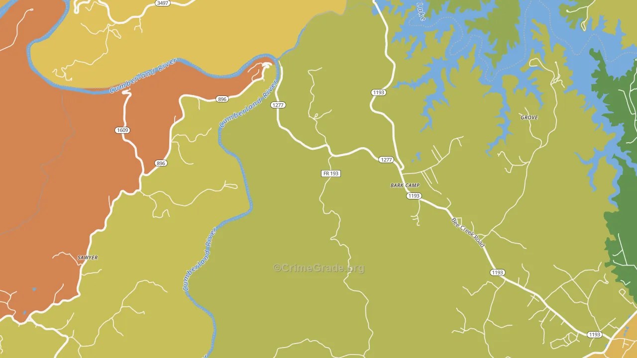 Sawyer, KY Map of Robbery Rates