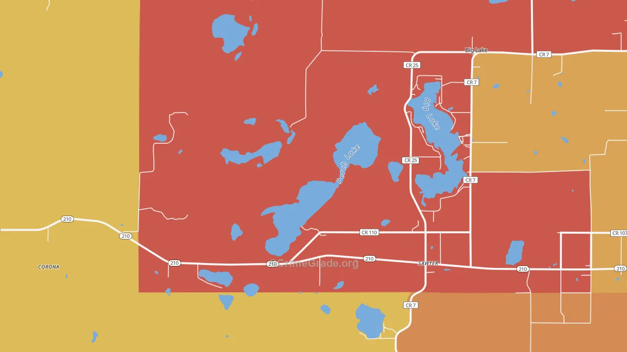 Sawyer, MN Map of Robbery Rates