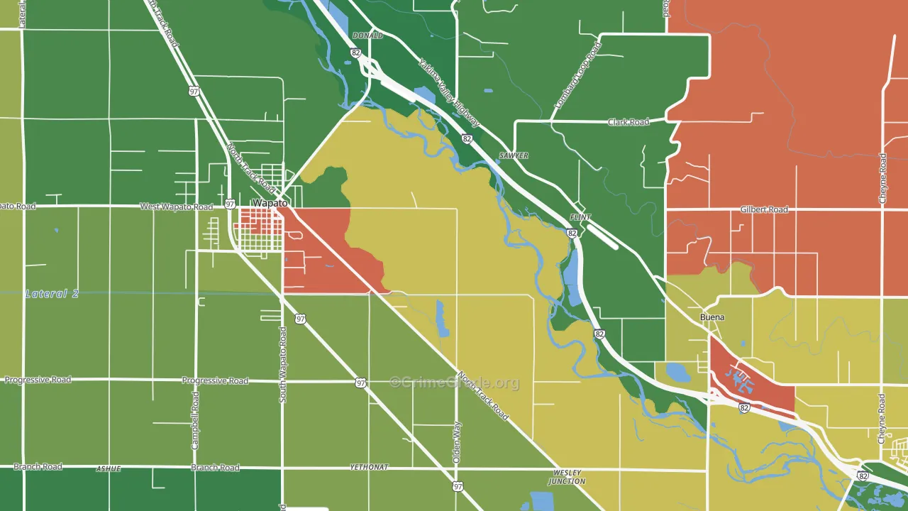 Sawyer, WA Map of Robbery Rates