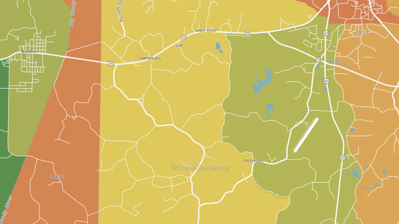 Sawyers Mill, TN Map of Robbery Rates