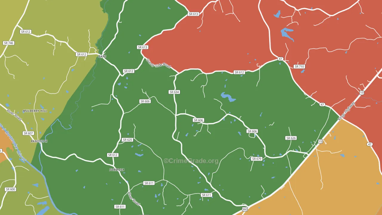 Saxe, VA Map of Robbery Rates