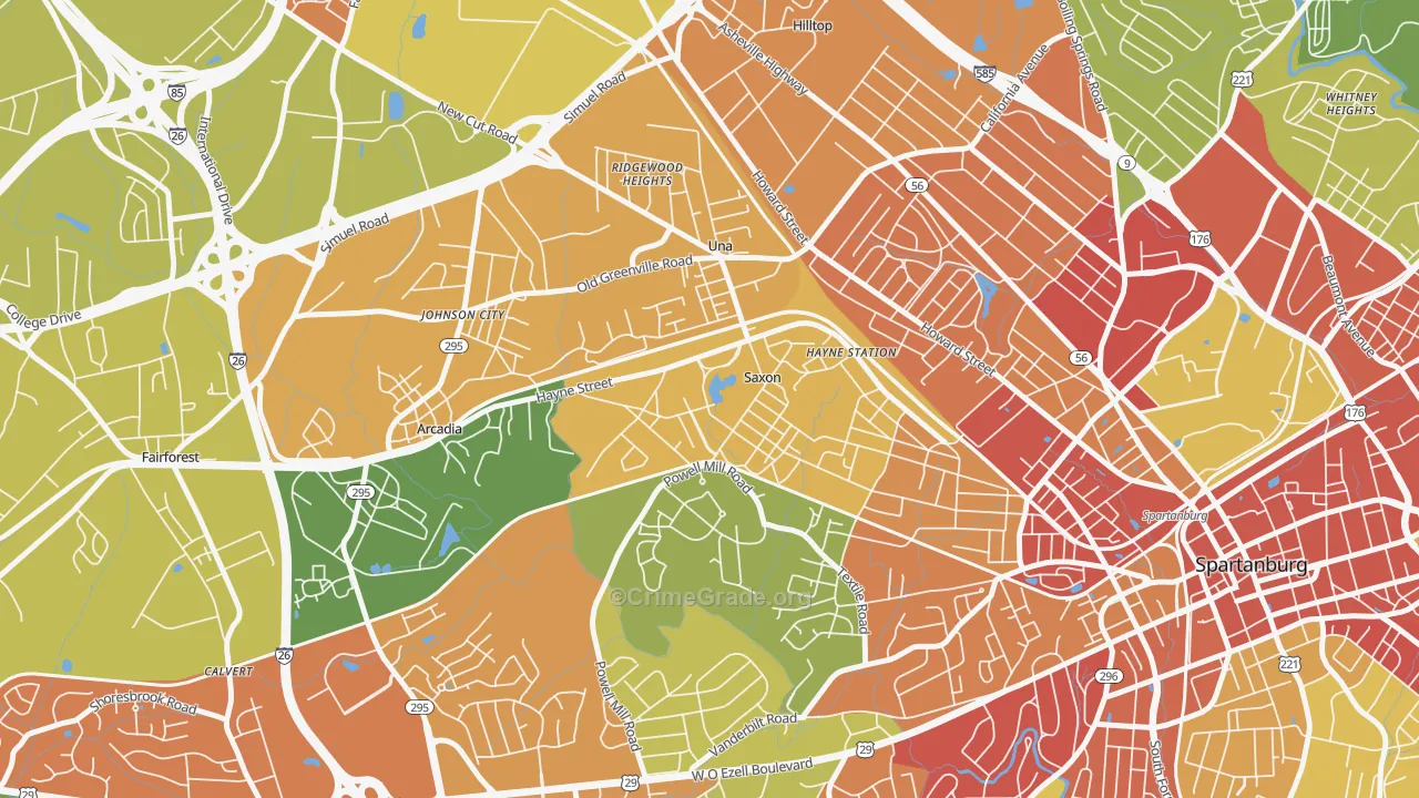 Saxon, SC Map of Robbery Rates