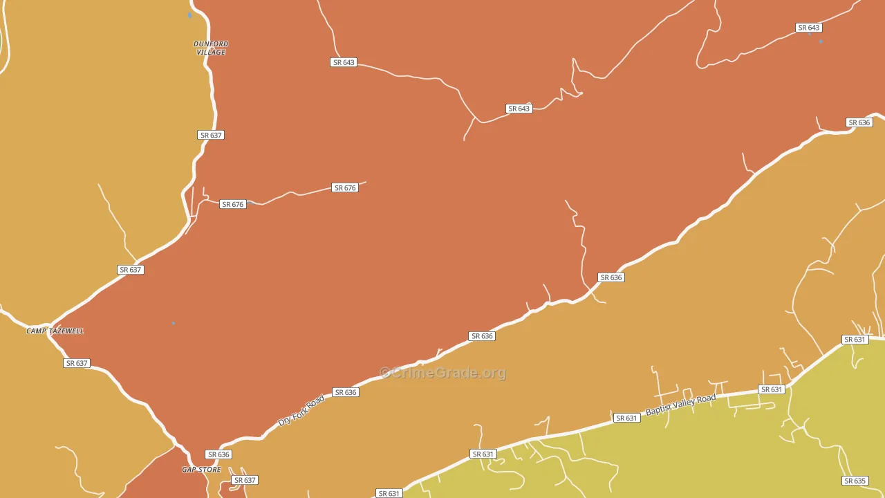 Sayersville, VA Map of Robbery Rates