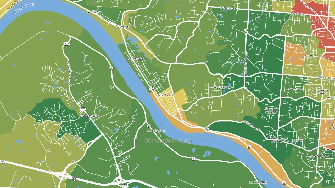 Sayler Park, Cincinnati, OH Map of Robbery Rates