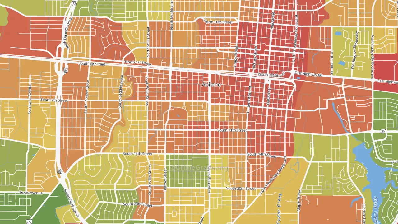 Sayles Boulevard Area, Abilene, TX Map of Robbery Rates