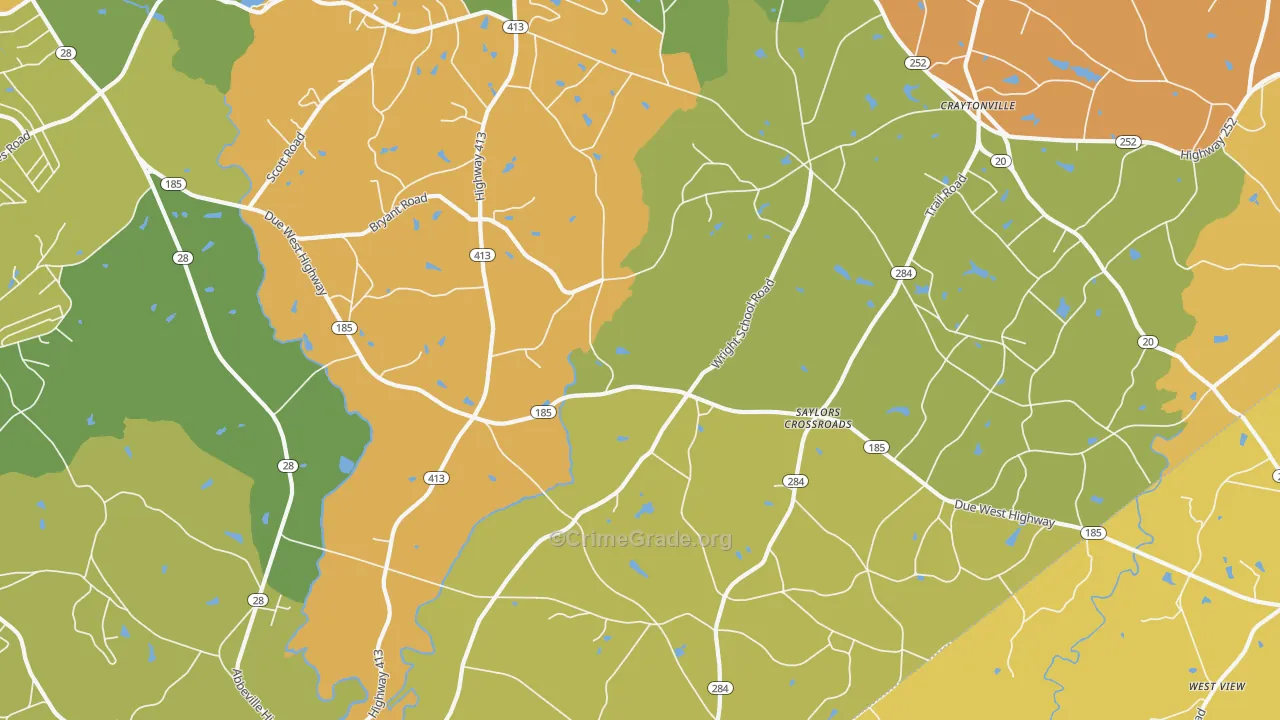 Saylors Crossroads, SC Map of Robbery Rates