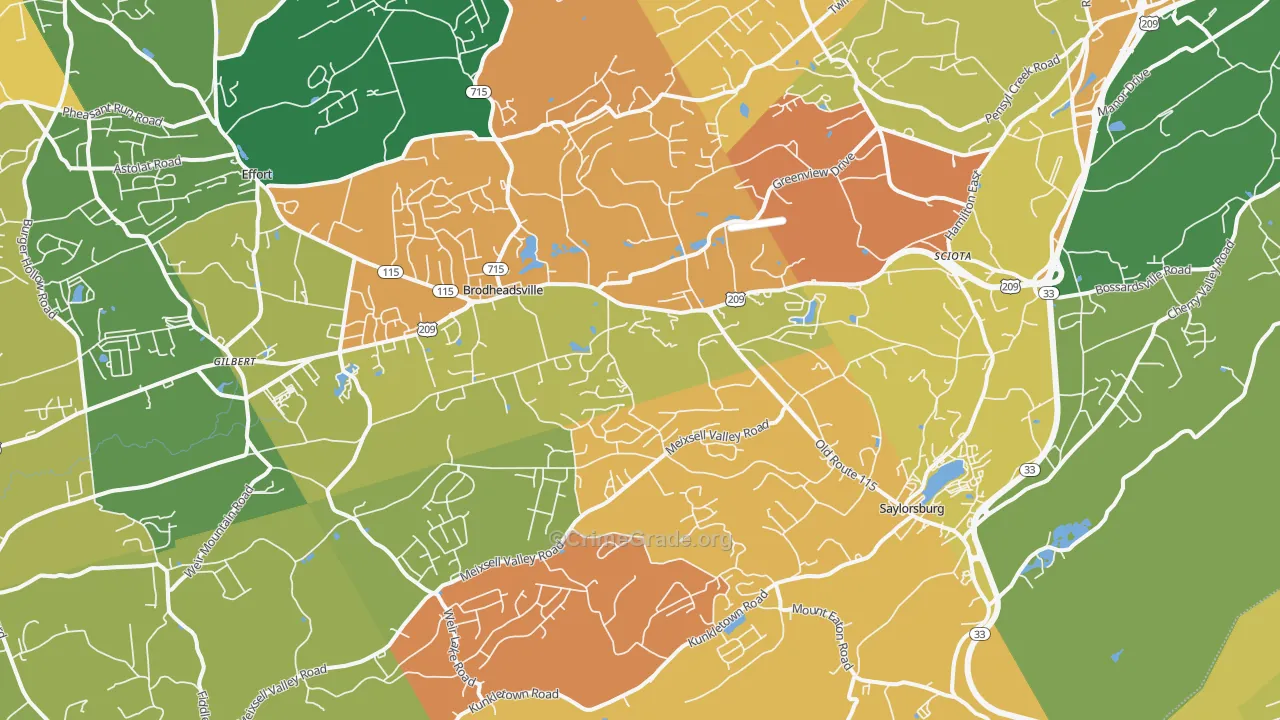 Saylorsburg, PA Map of Robbery Rates