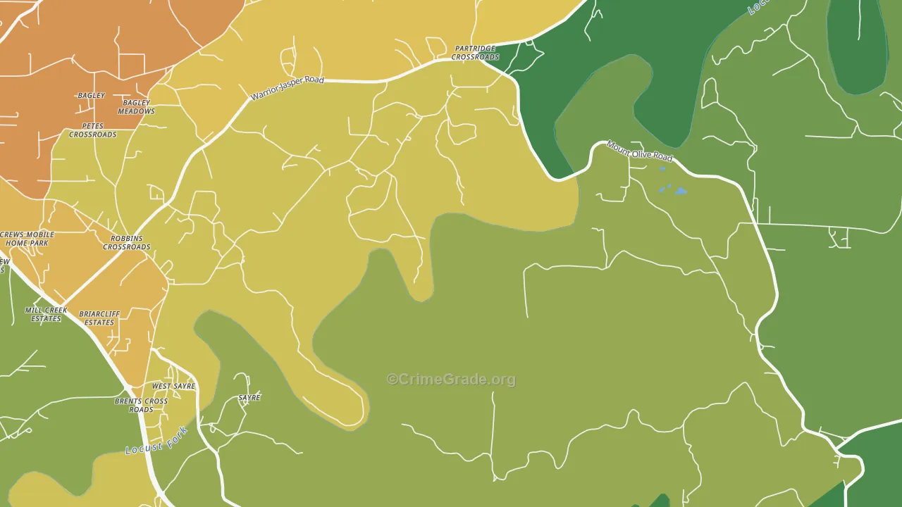Sayre, AL Map of Robbery Rates