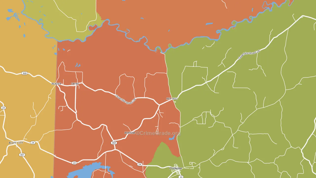 Sayre, AR Map of Robbery Rates