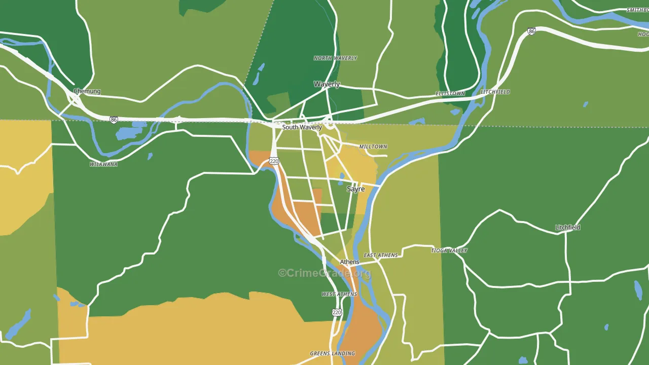 Sayre, PA Map of Robbery Rates