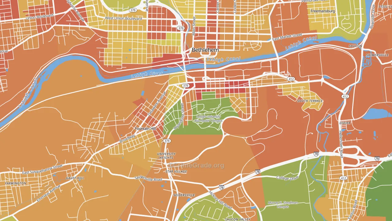 Sayre Park, Bethlehem, PA Map of Robbery Rates