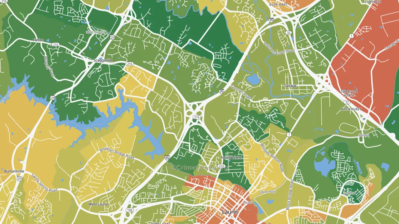 Scaggsville, MD Map of Robbery Rates