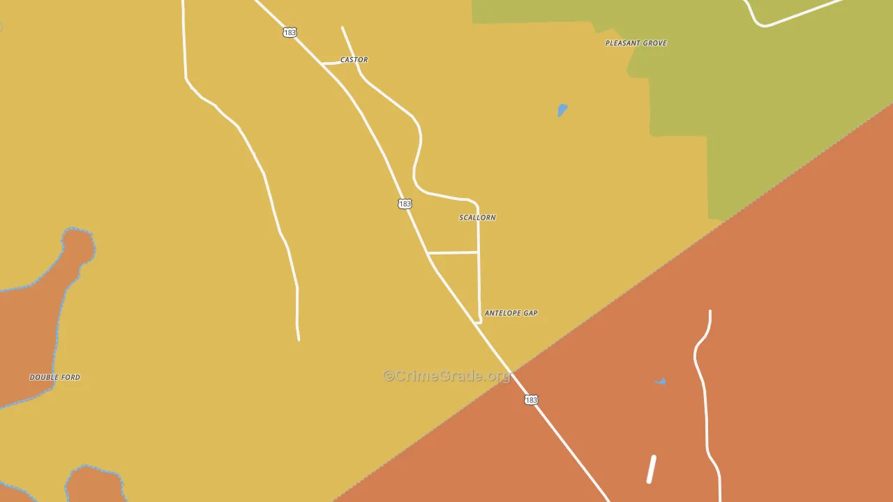 Scallorn, TX Map of Robbery Rates