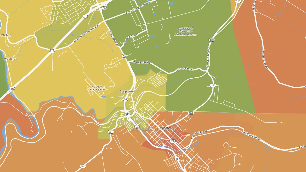 Scalp Level, PA Map of Robbery Rates