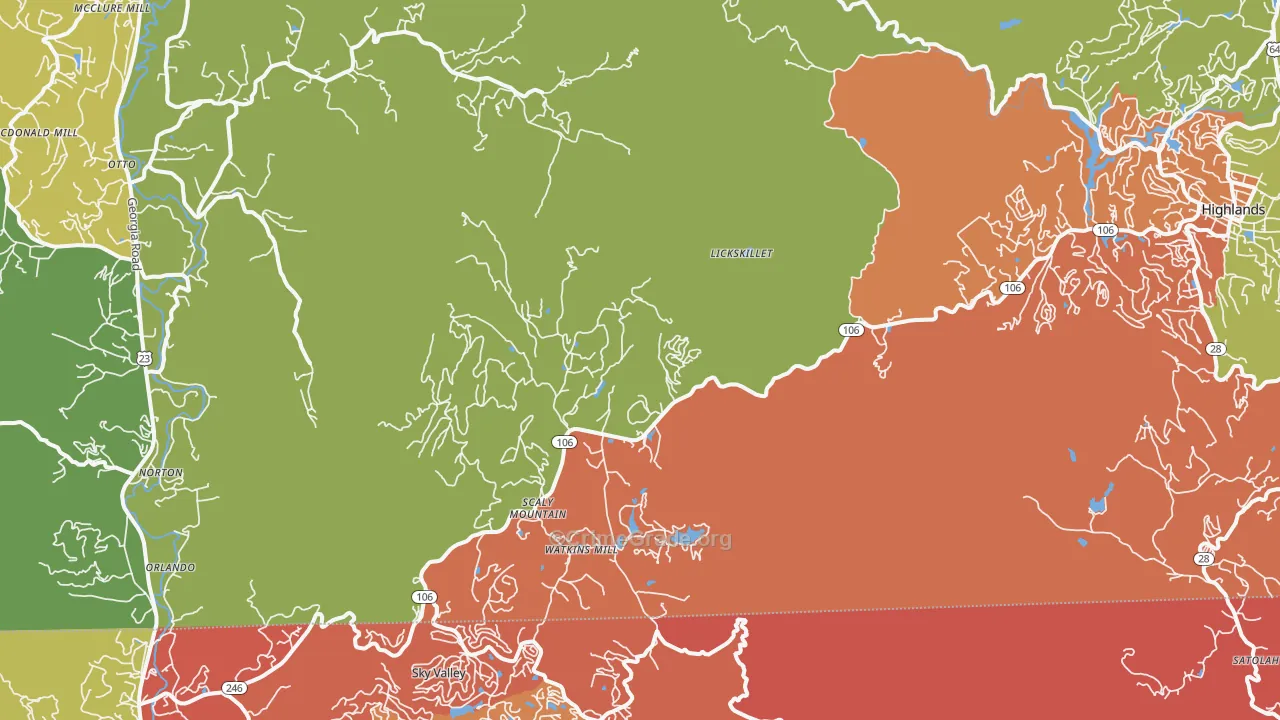 Scaly Mountain, NC Map of Robbery Rates