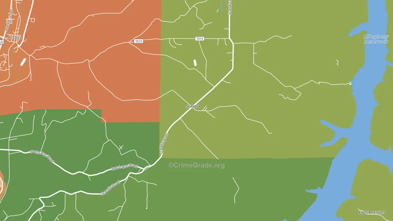 Scandia, PA Map of Robbery Rates