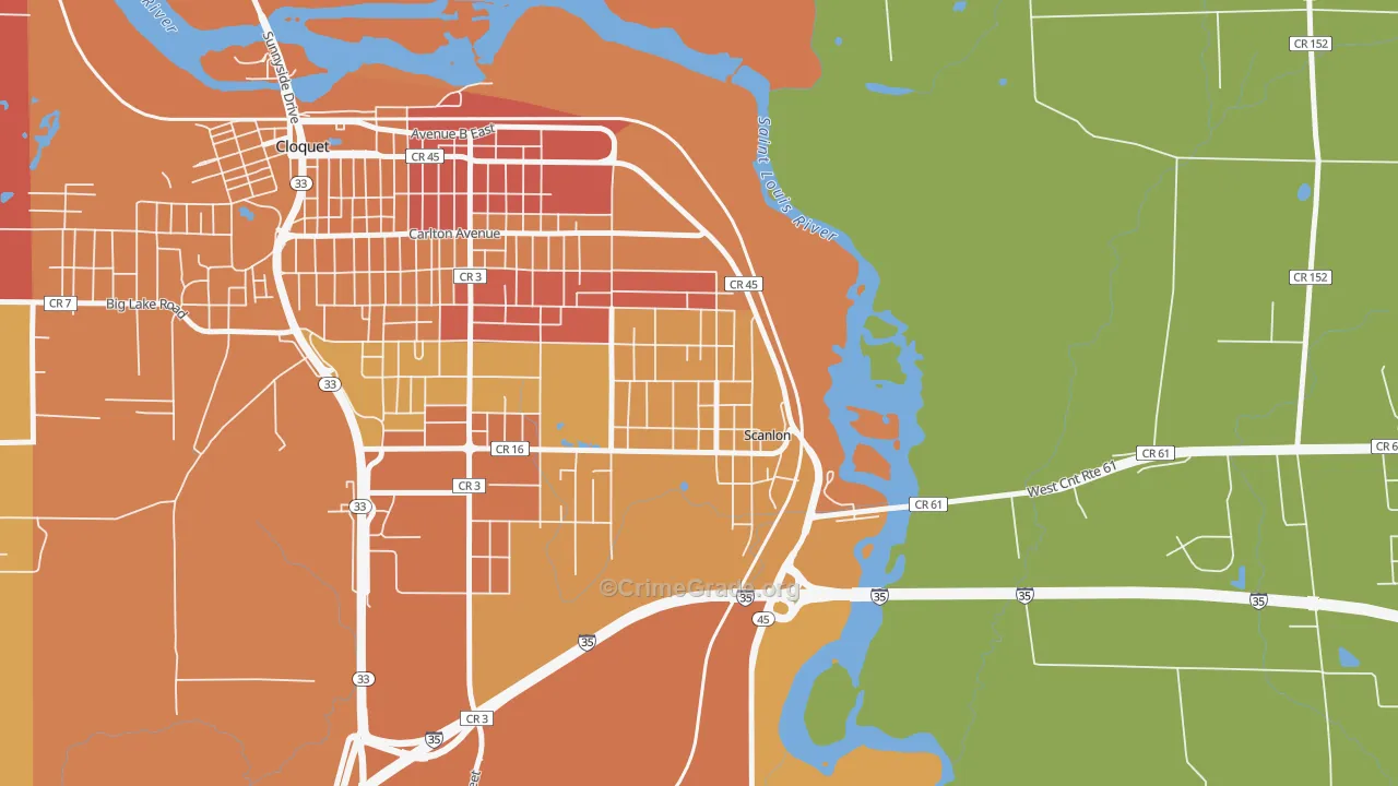 Scanlon, MN Map of Robbery Rates