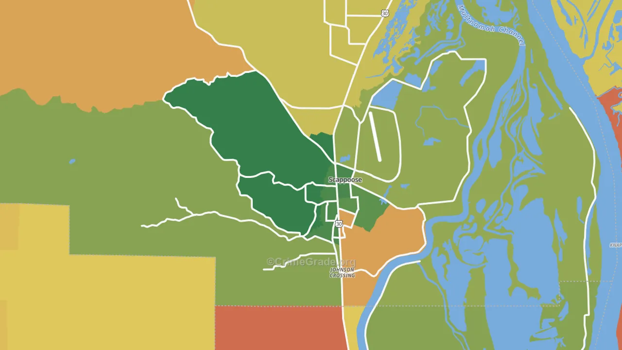 Scappoose, OR Map of Robbery Rates
