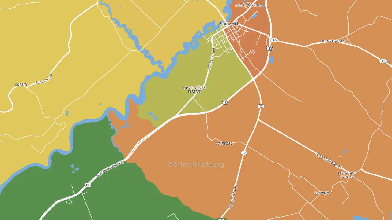 Scarboro, MD Map of Robbery Rates