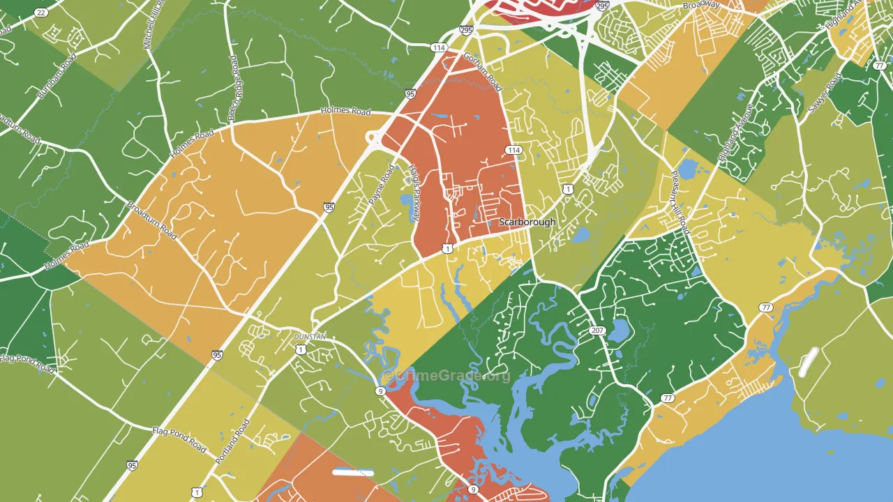 Scarborough, ME Map of Robbery Rates