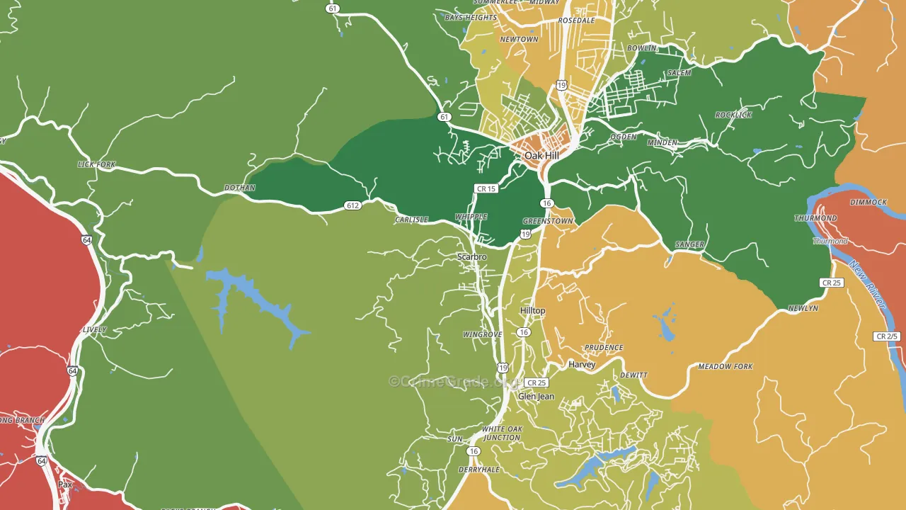 Scarbro, WV Map of Robbery Rates