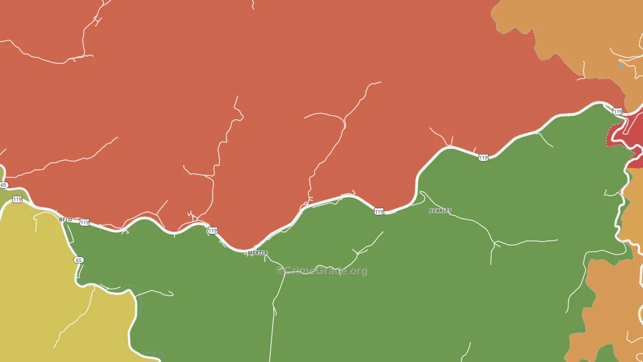 Scarlet, WV Map of Robbery Rates