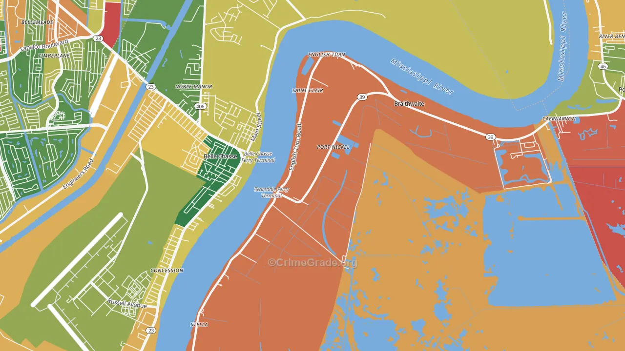 Scarsdale, LA Map of Robbery Rates