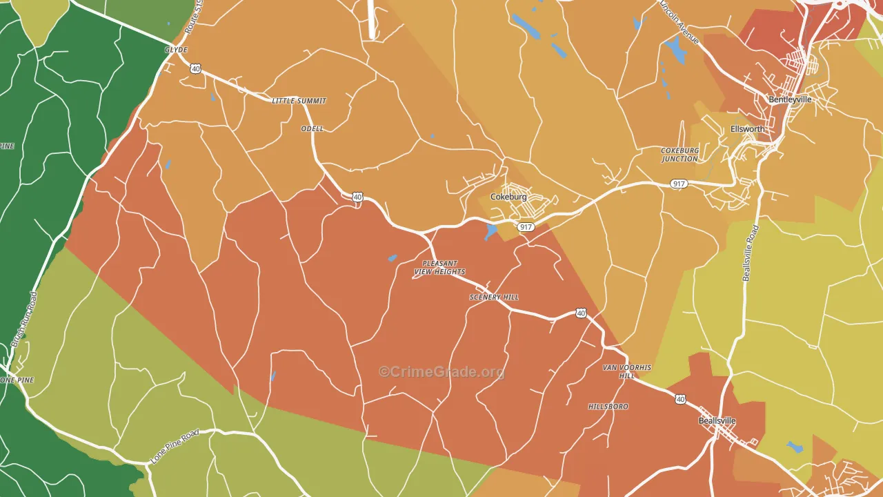 Scenery Hill, PA Map of Robbery Rates