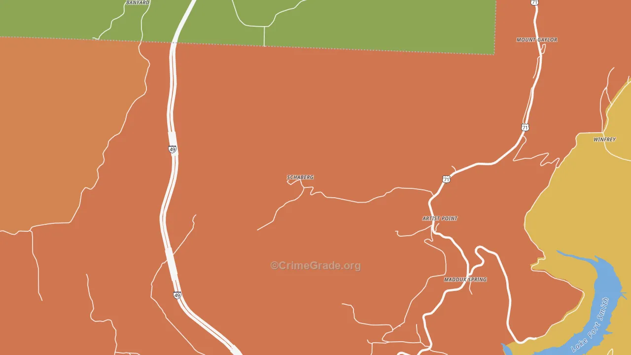 Schaberg, AR Map of Robbery Rates