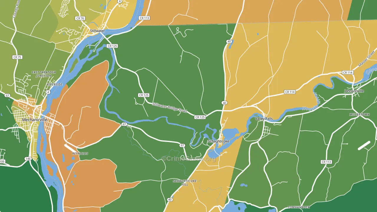 Schaghticoke, NY Map of Robbery Rates