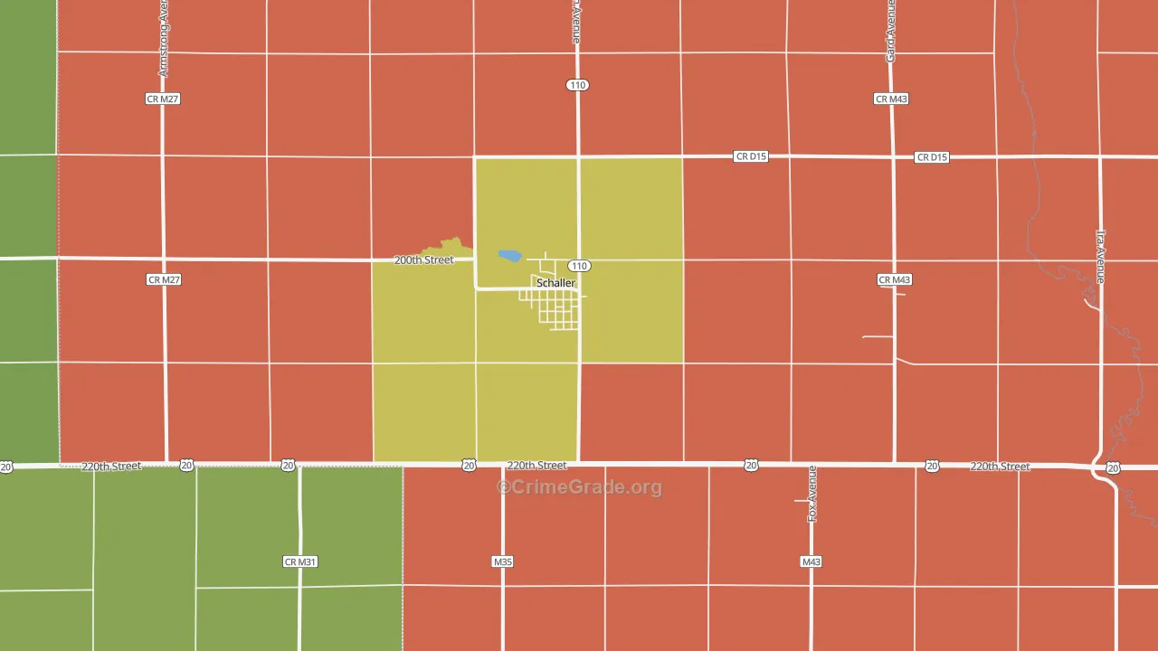 Schaller, IA Map of Robbery Rates