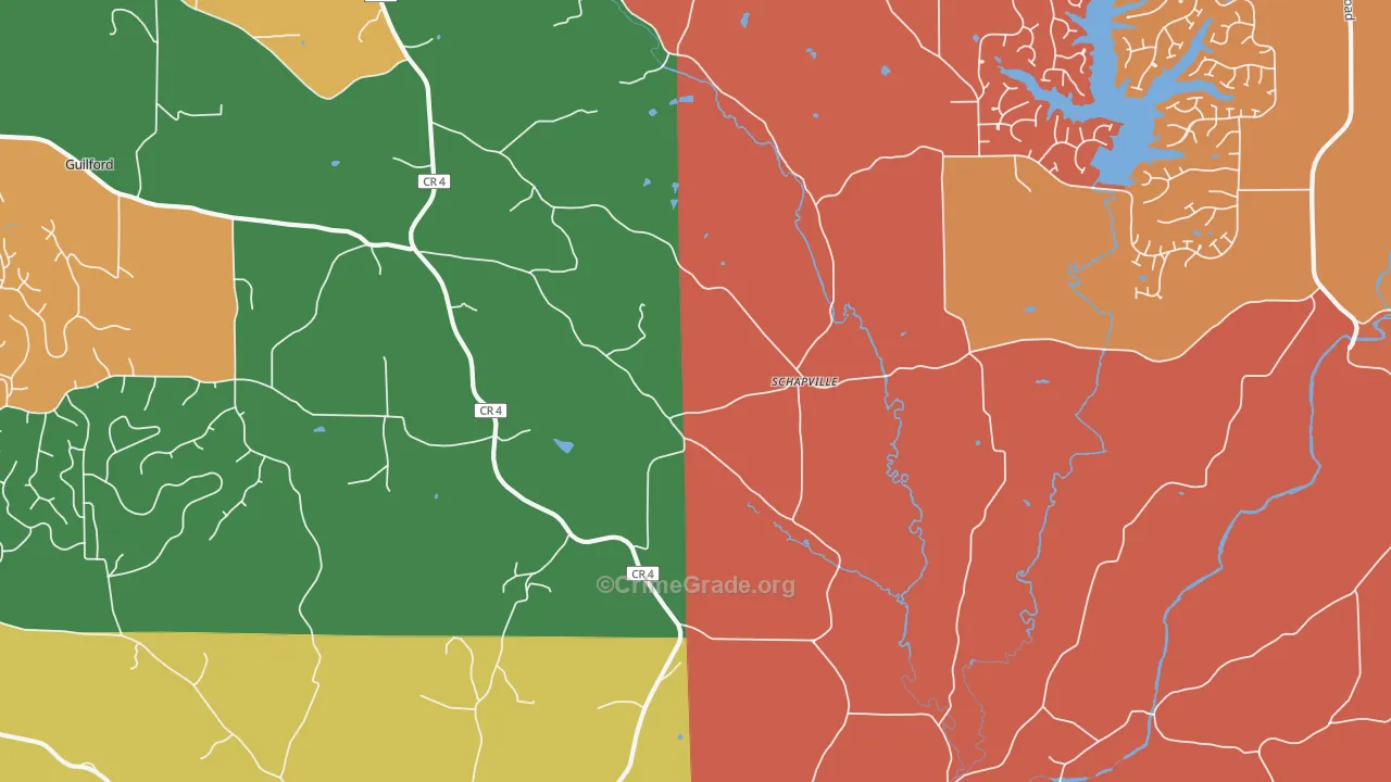 Schapville, IL Map of Robbery Rates