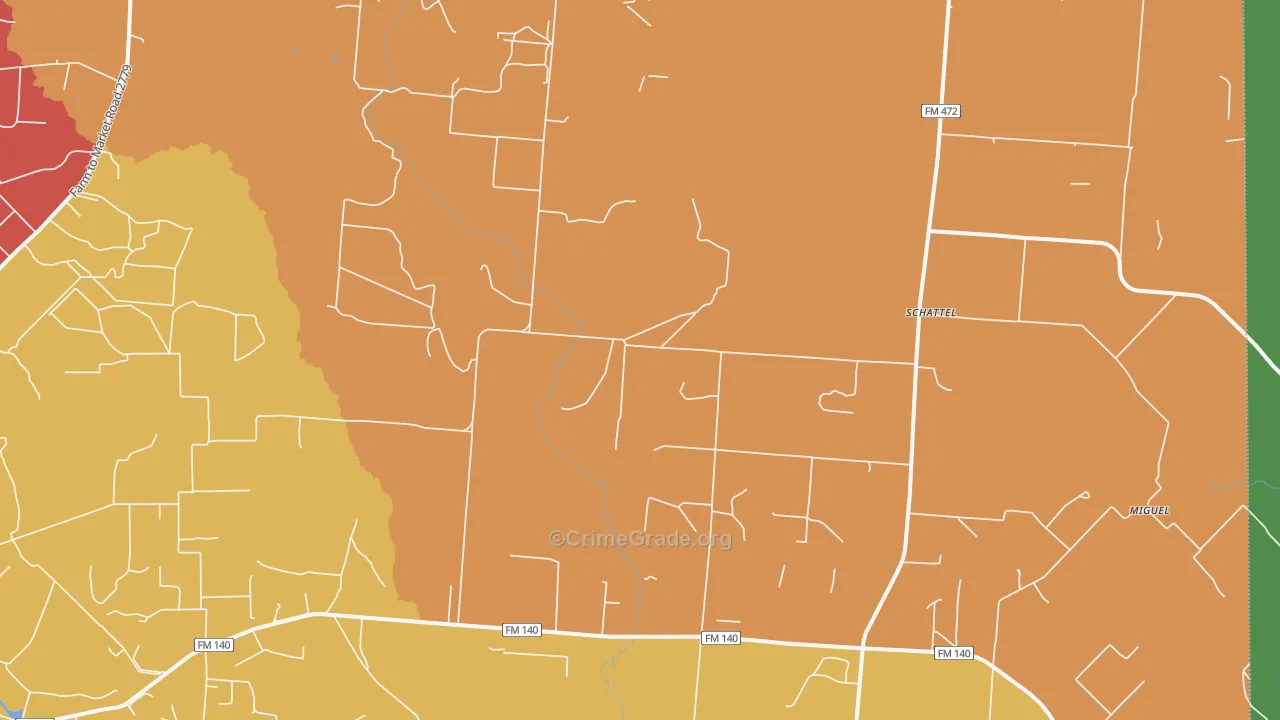 Schattel, TX Map of Robbery Rates