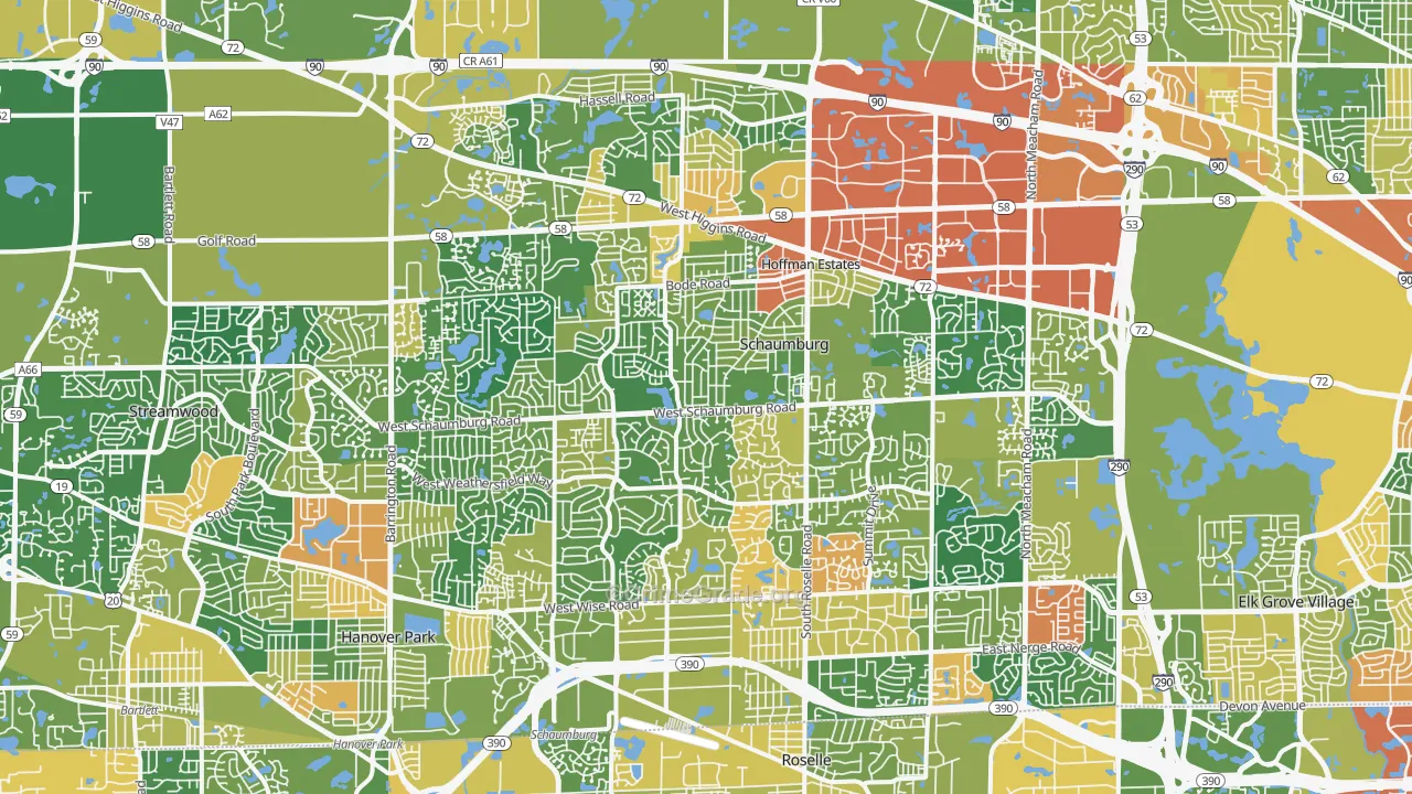 Schaumburg, IL Map of Robbery Rates