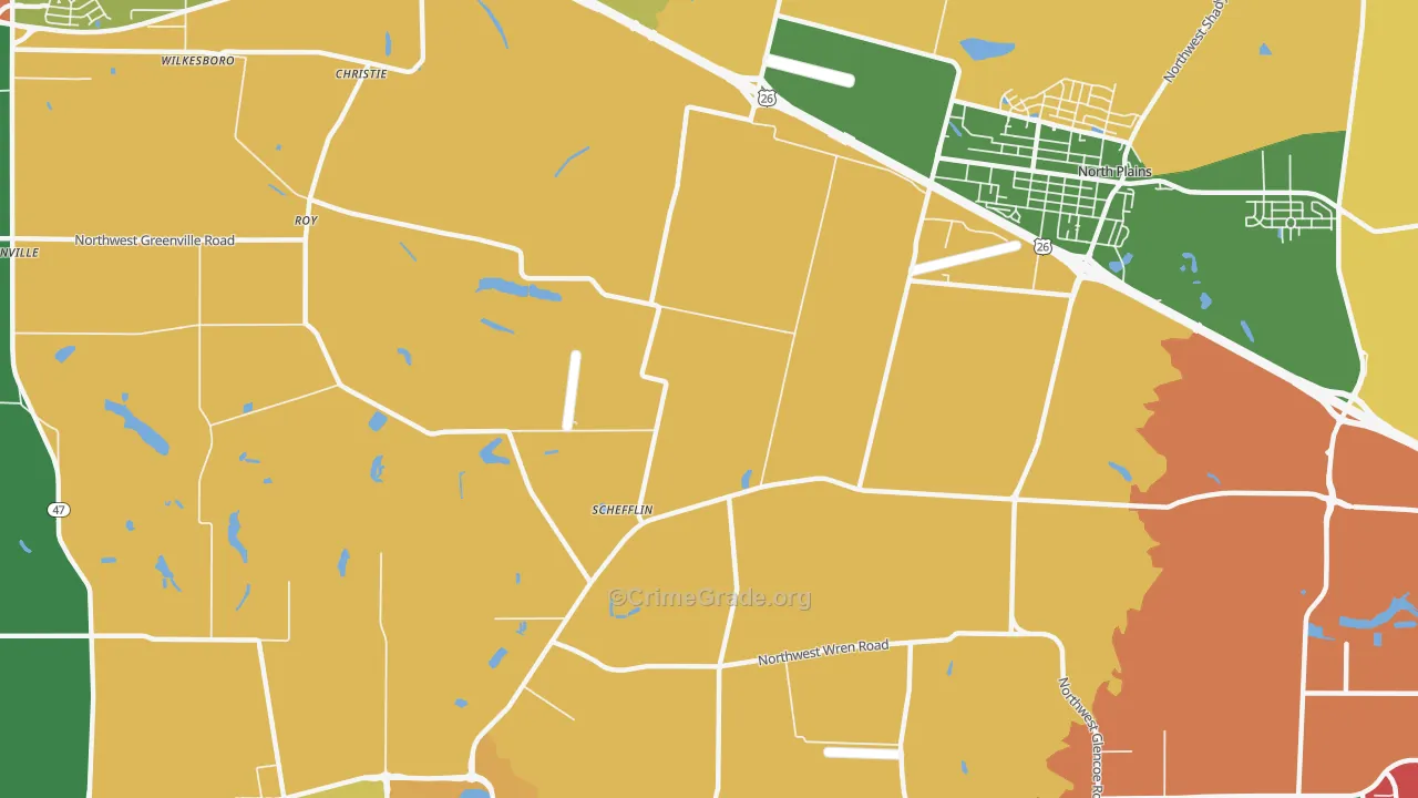 Schefflin, OR Map of Robbery Rates