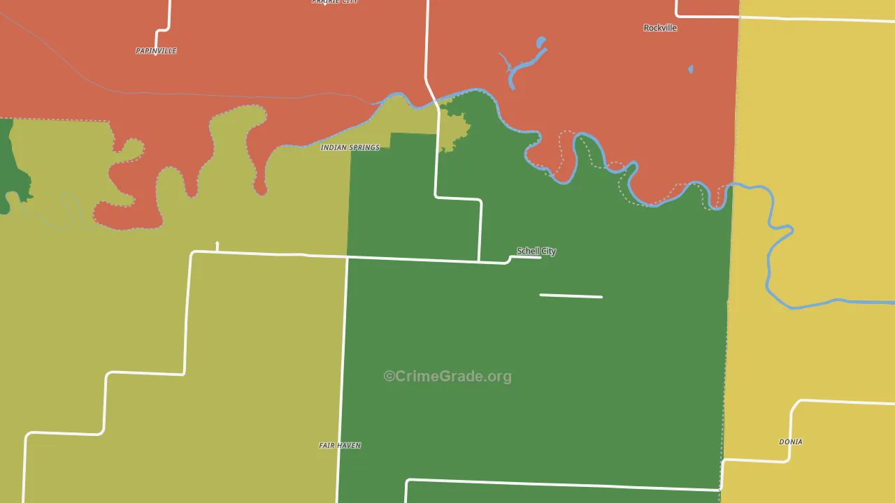 Schell City, MO Map of Robbery Rates