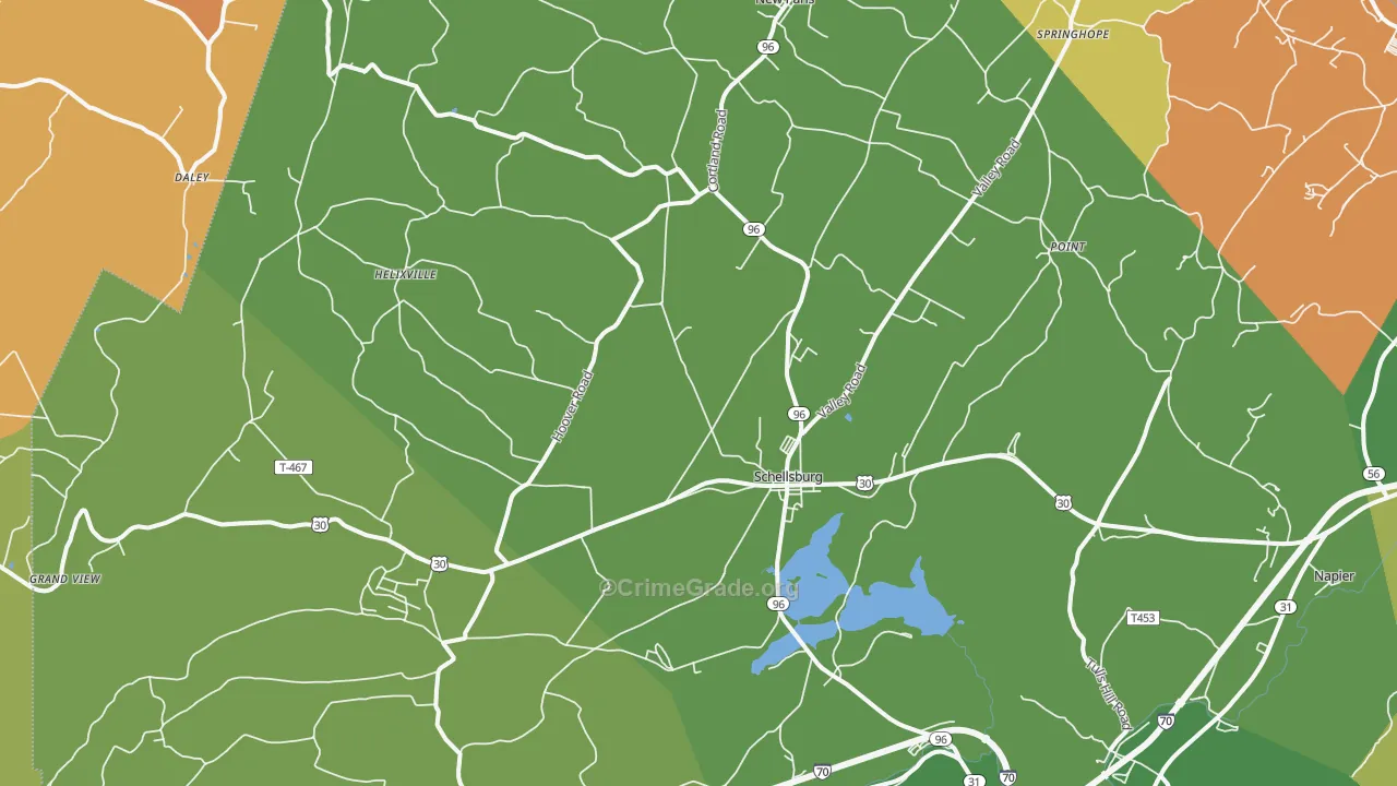 Schellsburg, PA Map of Robbery Rates