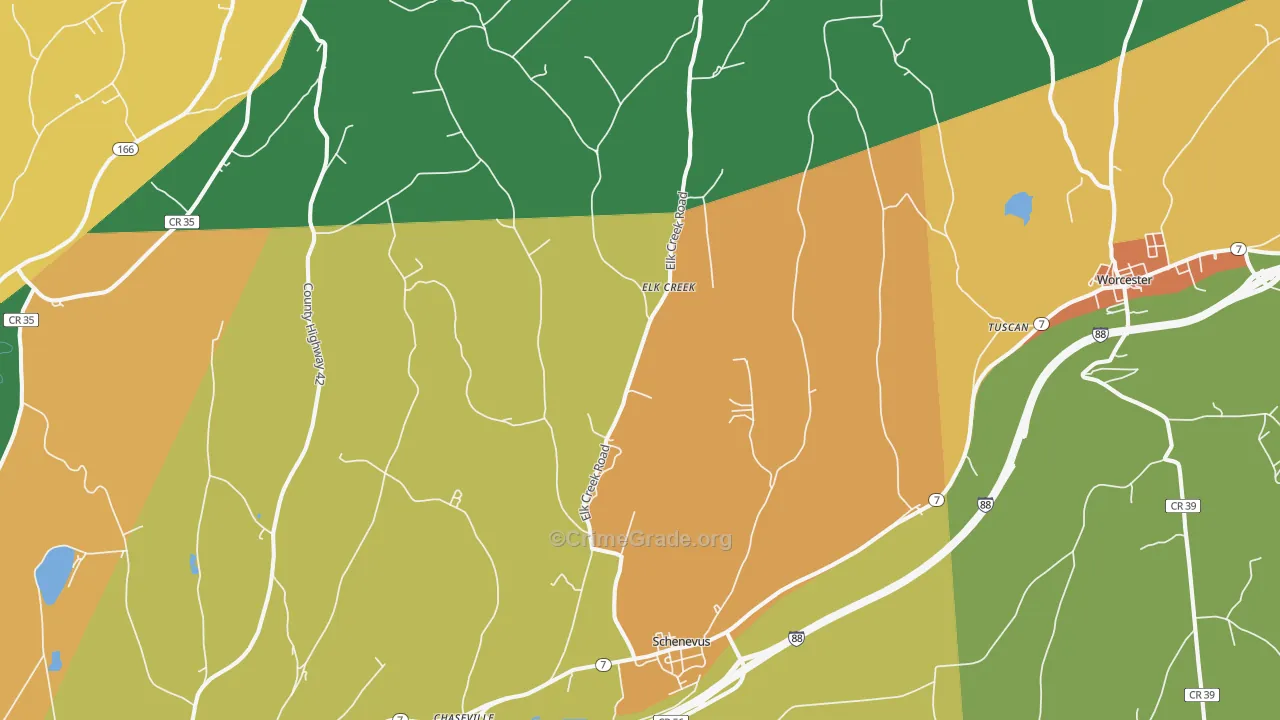Schenevus, NY Map of Robbery Rates