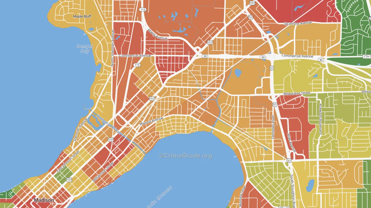 Schenk-Atwood-Starkweather-Yahar, Madison, WI Map of Robbery Rates