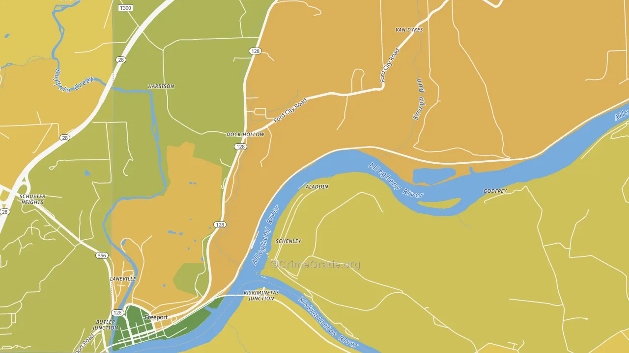 Schenley, PA Map of Robbery Rates
