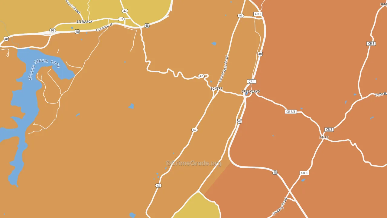 Scherr, WV Map of Robbery Rates