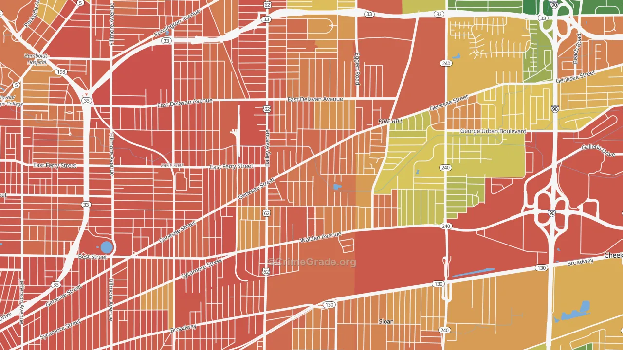 Schiller Park, Buffalo, NY Map of Robbery Rates