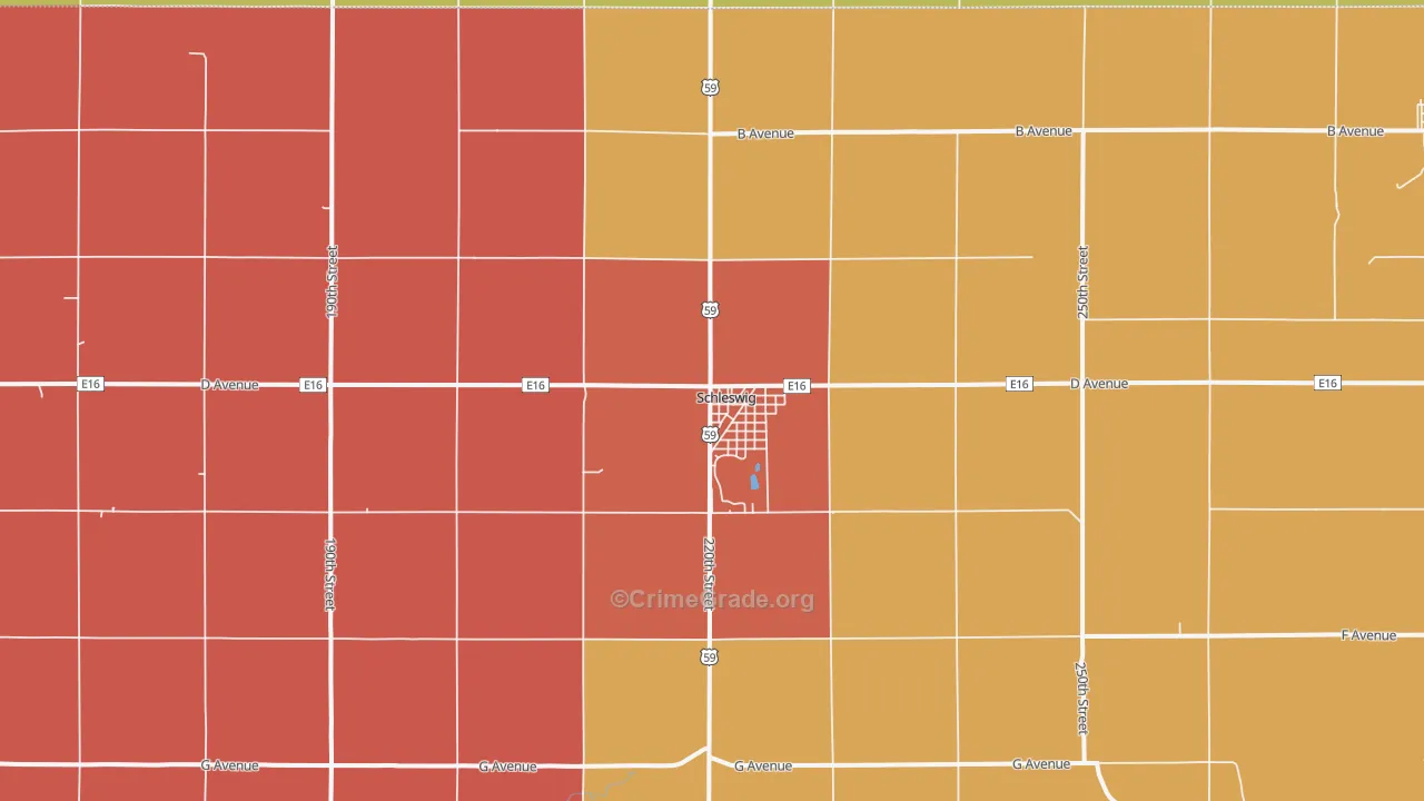 Schleswig, IA Map of Robbery Rates