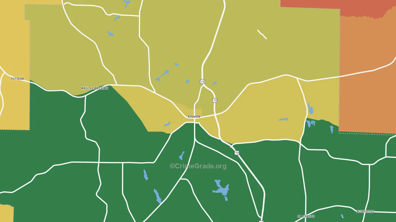 Schley County, GA Map of Robbery Rates