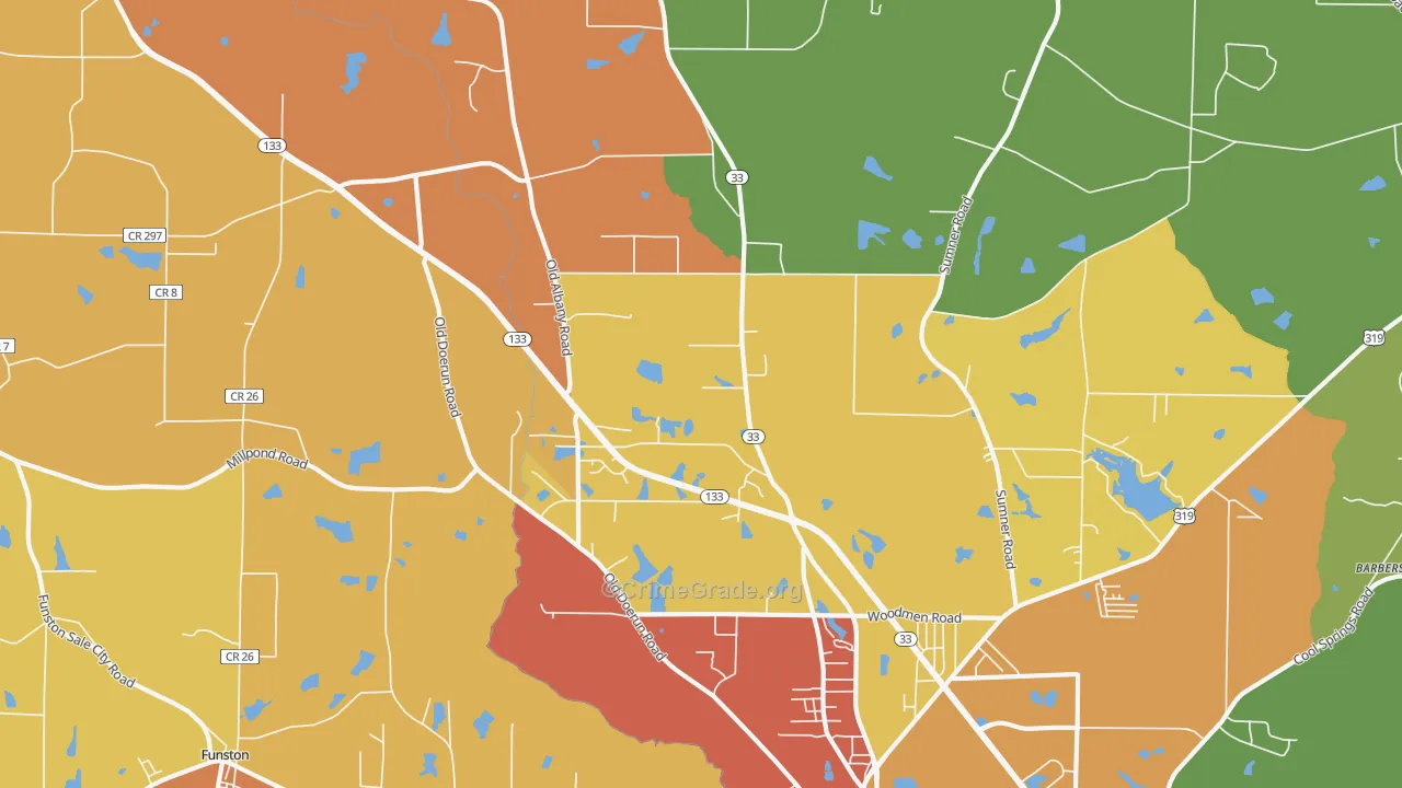 Schley, GA Map of Robbery Rates