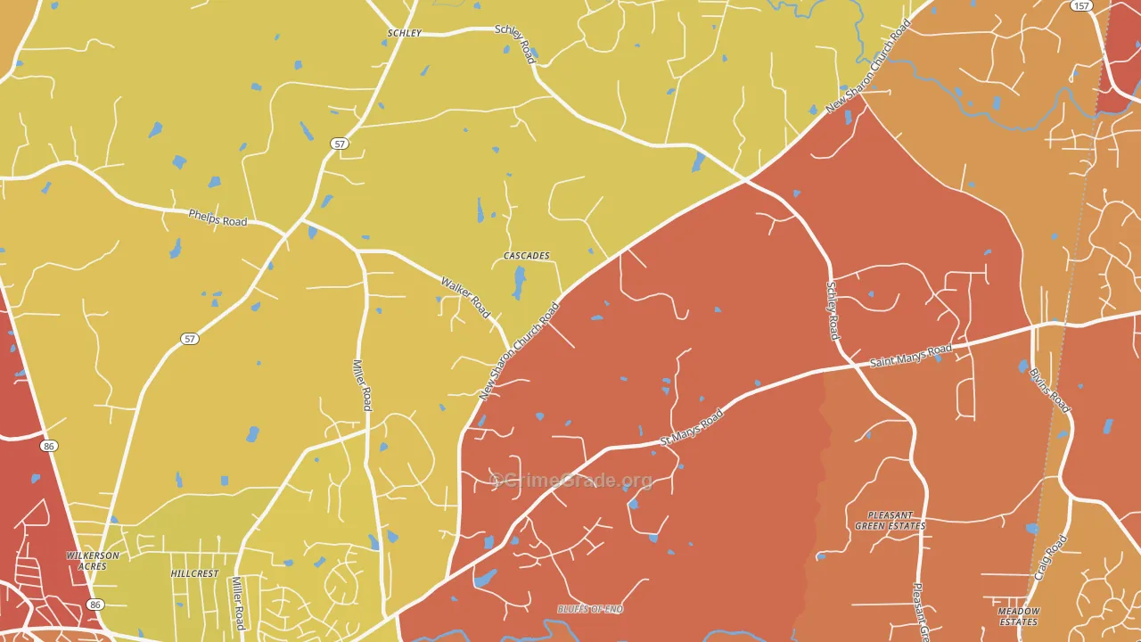 Schley, NC Map of Robbery Rates