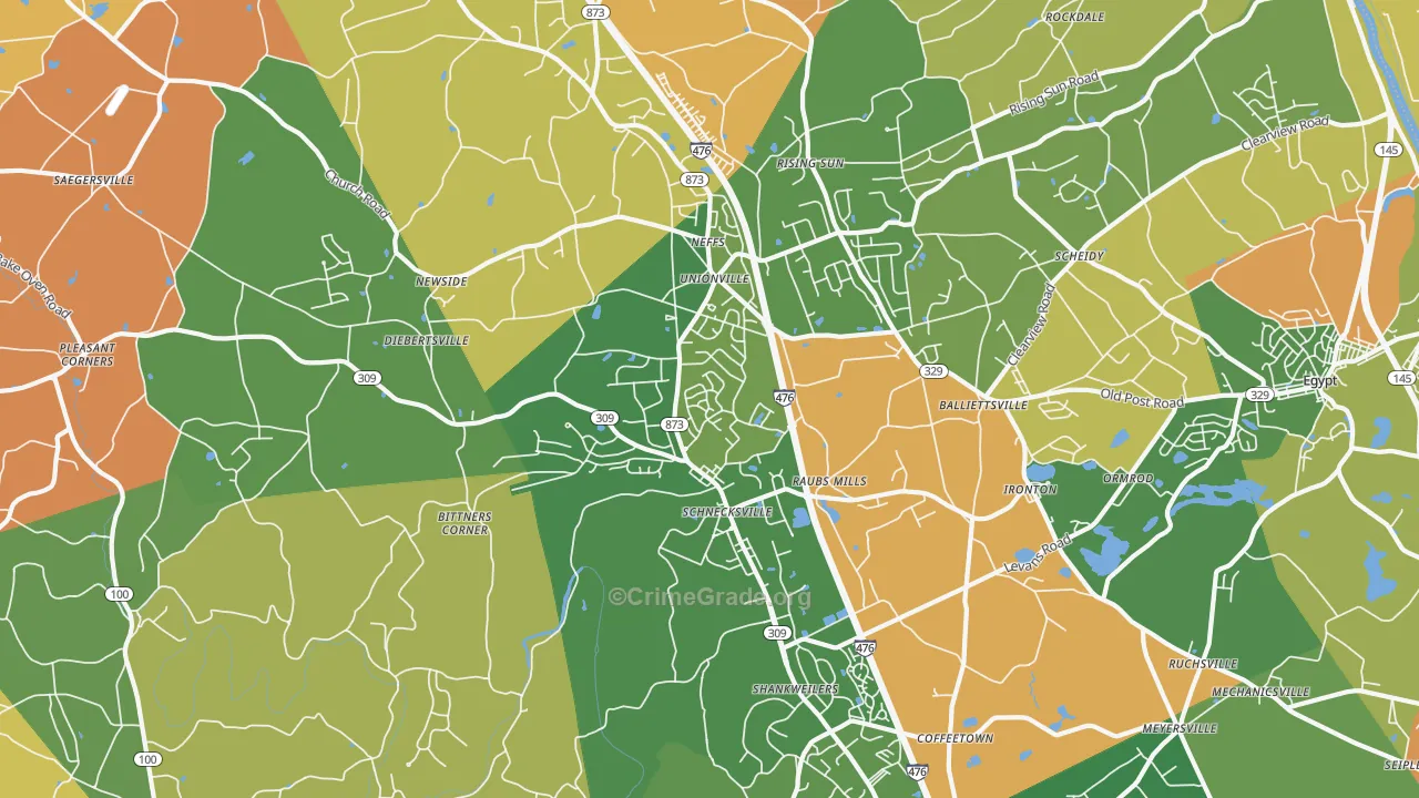 Schnecksville, PA Map of Robbery Rates