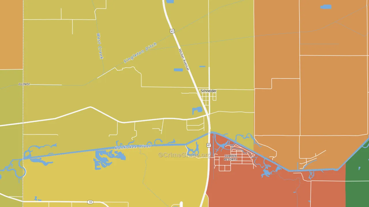 Schneider, IN Map of Robbery Rates