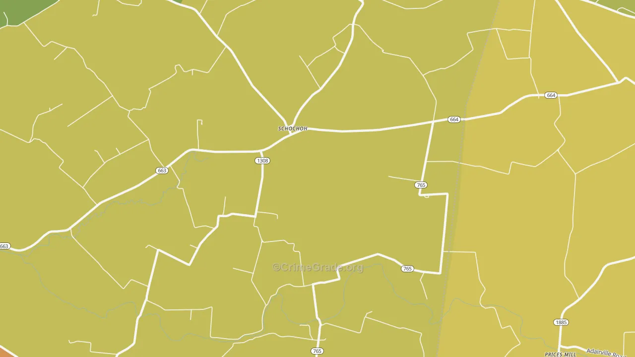 Schochoh, KY Map of Robbery Rates